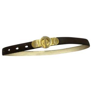 Dior Art Deco Brown Leather w Gold Buckle